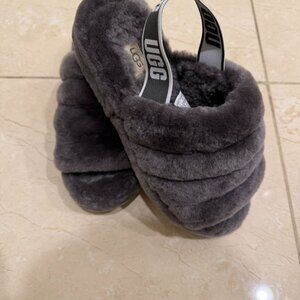 Grey Ugg Fluff Yeah Slippers